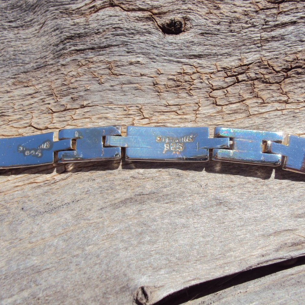 Solid Sterling Silver Bracelet Fold~Over Clasp 7.… - image 4